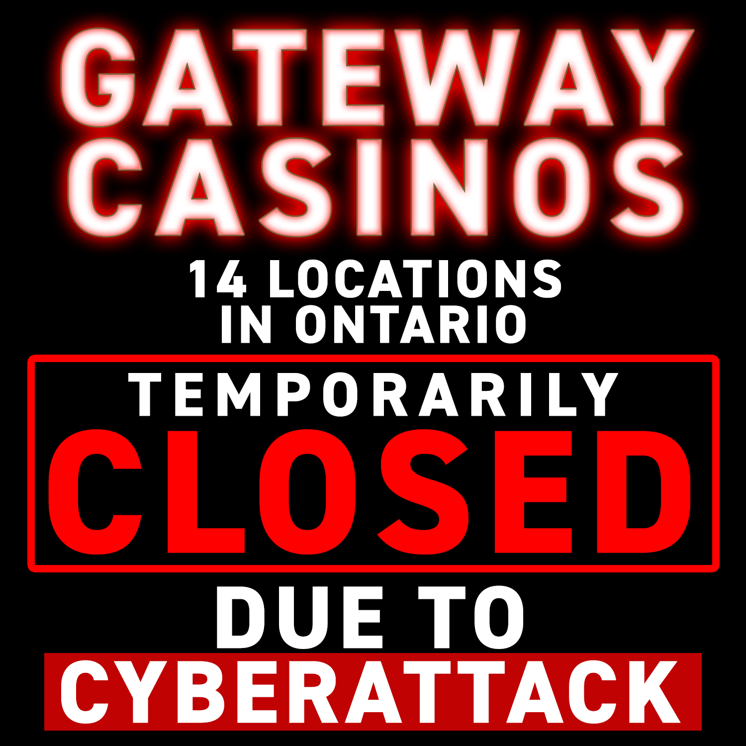 Gateway Casinos locations in Ontario have been closed due to a cyberattack