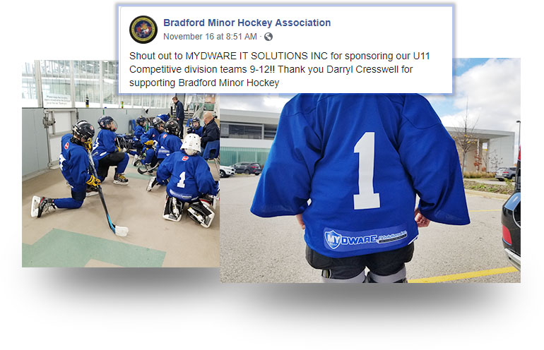 MYDWARE IT Solutions Inc. Sponsors the Bradford Bulldogs Minor Hockey Association.